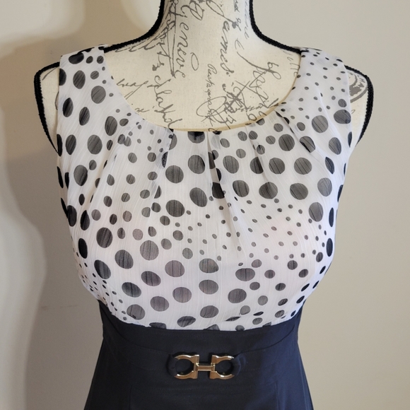 ALYX Black/White Sleeveless Polka Dot Sheath Dress - Picture 3 of 5